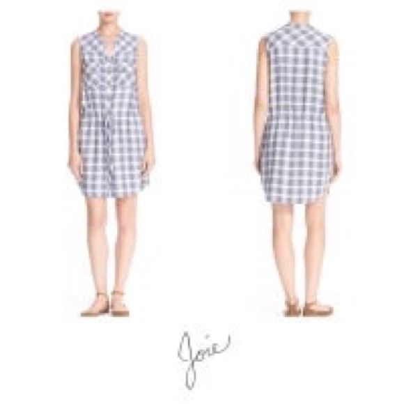 NWT Soft Joie Noraha Blue+White Plaid Dress - Picture 2 of 8